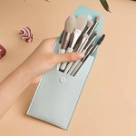 8-Piece Mini Makeup Brush Set with Portable Snap Bag