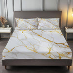 Luxury Marble Print Bed Sheet Set – Soft Microfiber Fitted Bedding Set with Pillowcases (All Sizes)