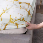 Luxury Marble Print Bed Sheet Set – Soft Microfiber Fitted Bedding Set with Pillowcases (All Sizes)