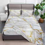 Luxury Marble Print Bed Sheet Set – Soft Microfiber Fitted Bedding Set with Pillowcases (All Sizes)