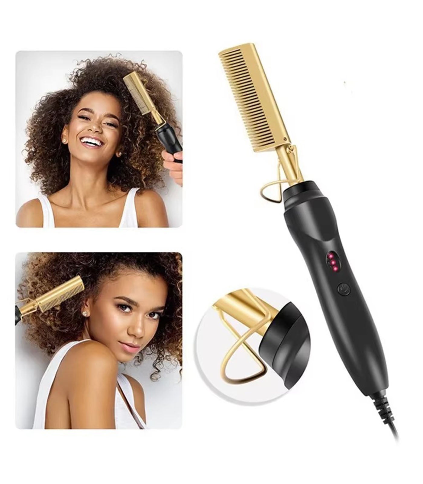 Amazon Hair Curling &amp; Straightening Comb – Copper Wet &amp; Dry Electric Heat Comb for Home Styling