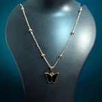 Beaded Chain Butterfly Pendant Necklace