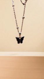 Beaded Chain Butterfly Pendant Necklace