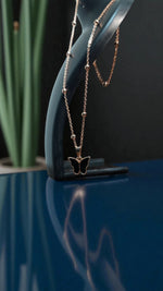 Beaded Chain Butterfly Pendant Necklace