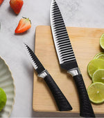 Black Wavy Kitchen Knife Set – 6-Piece Stainless Steel Professional Business Knife Set