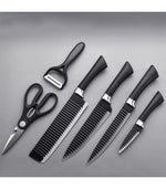 Black Wavy Kitchen Knife Set – 6-Piece Stainless Steel Professional Business Knife Set