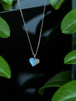 Blue Heart Pendant Necklace with Stud Earrings