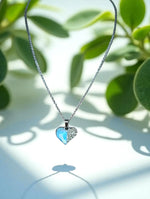 Blue Heart Pendant Necklace with Stud Earrings