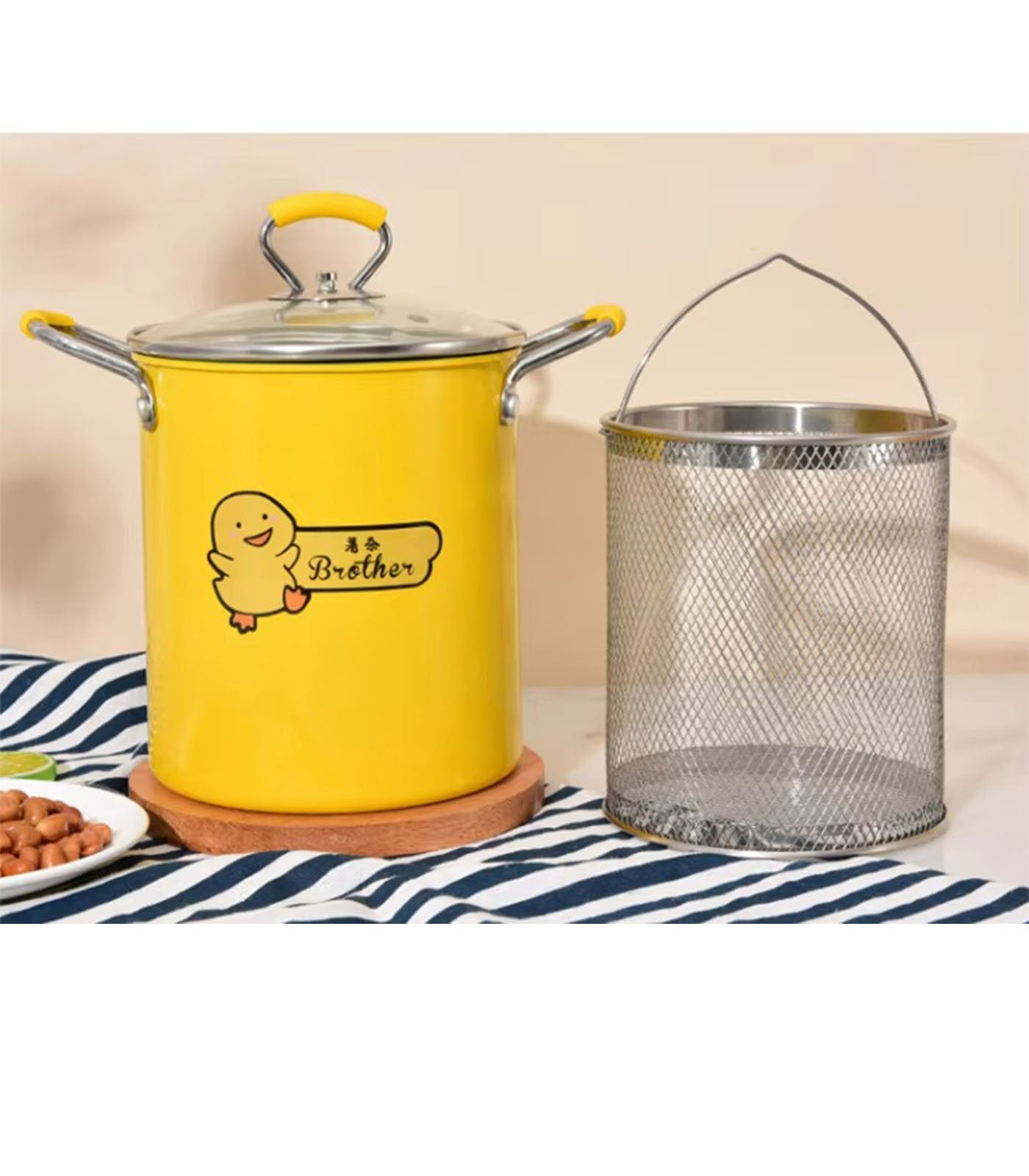Cast Iron Deep Fryer Pot with Rack, Glass Lid, and Oil Filter – Non-stick Frying Pan for Fried Chicken, French Fries &amp; More