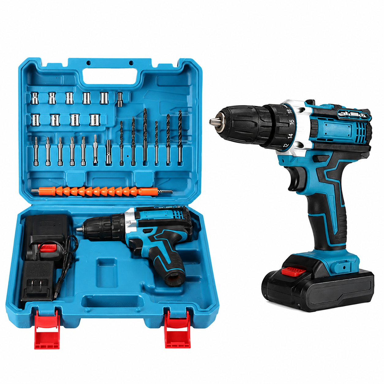 48V Cordless Electric Drill & Screwdriver Set - 1 Battery, 25 Torque Settings, 2-Speed | DIY Tool Kit with Case