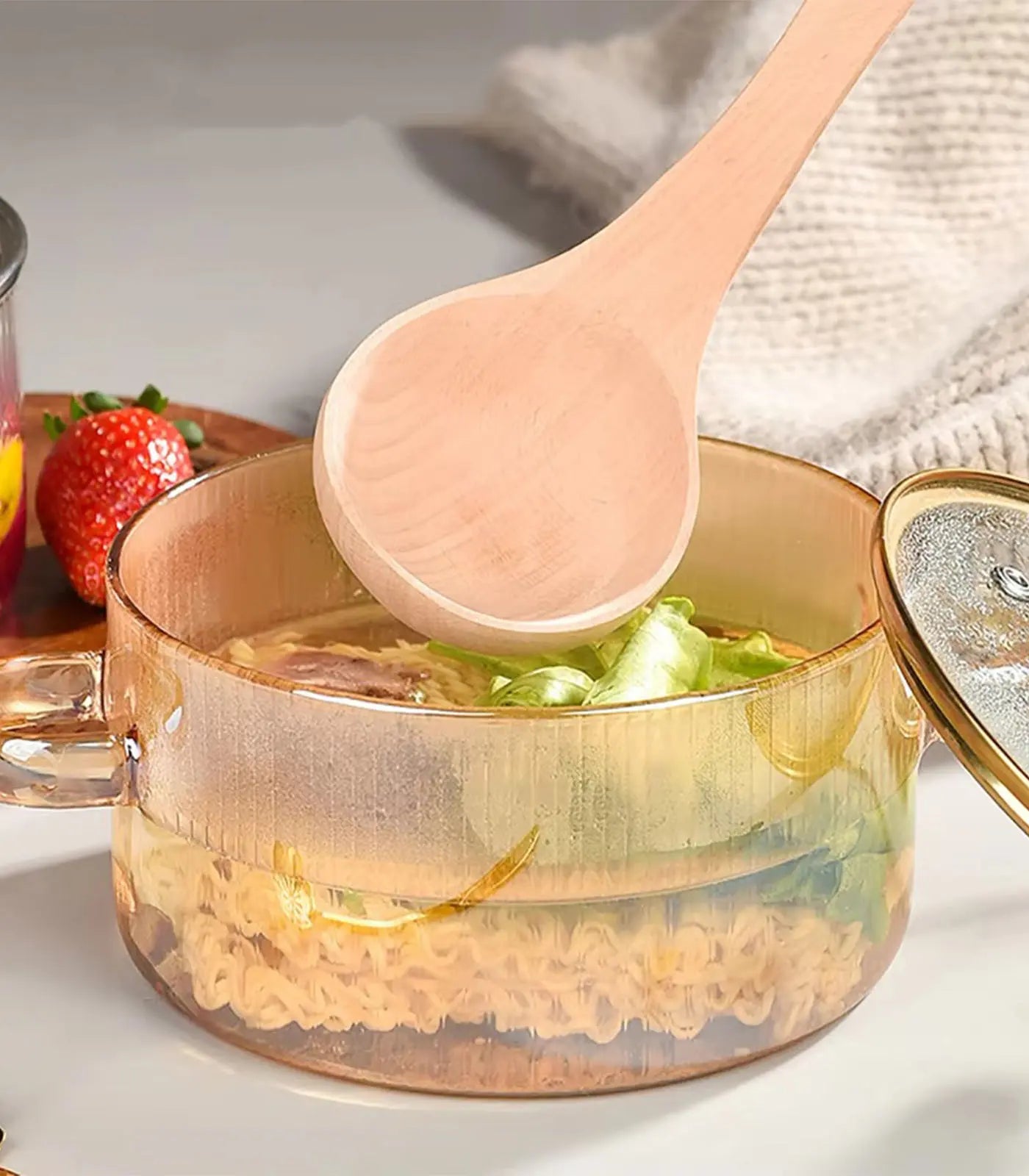 Clear Glass Saucepan with Lid – Heat-Resistant Cooking Pot for Soup &amp; Stews, Dual Handles for Easy Handling