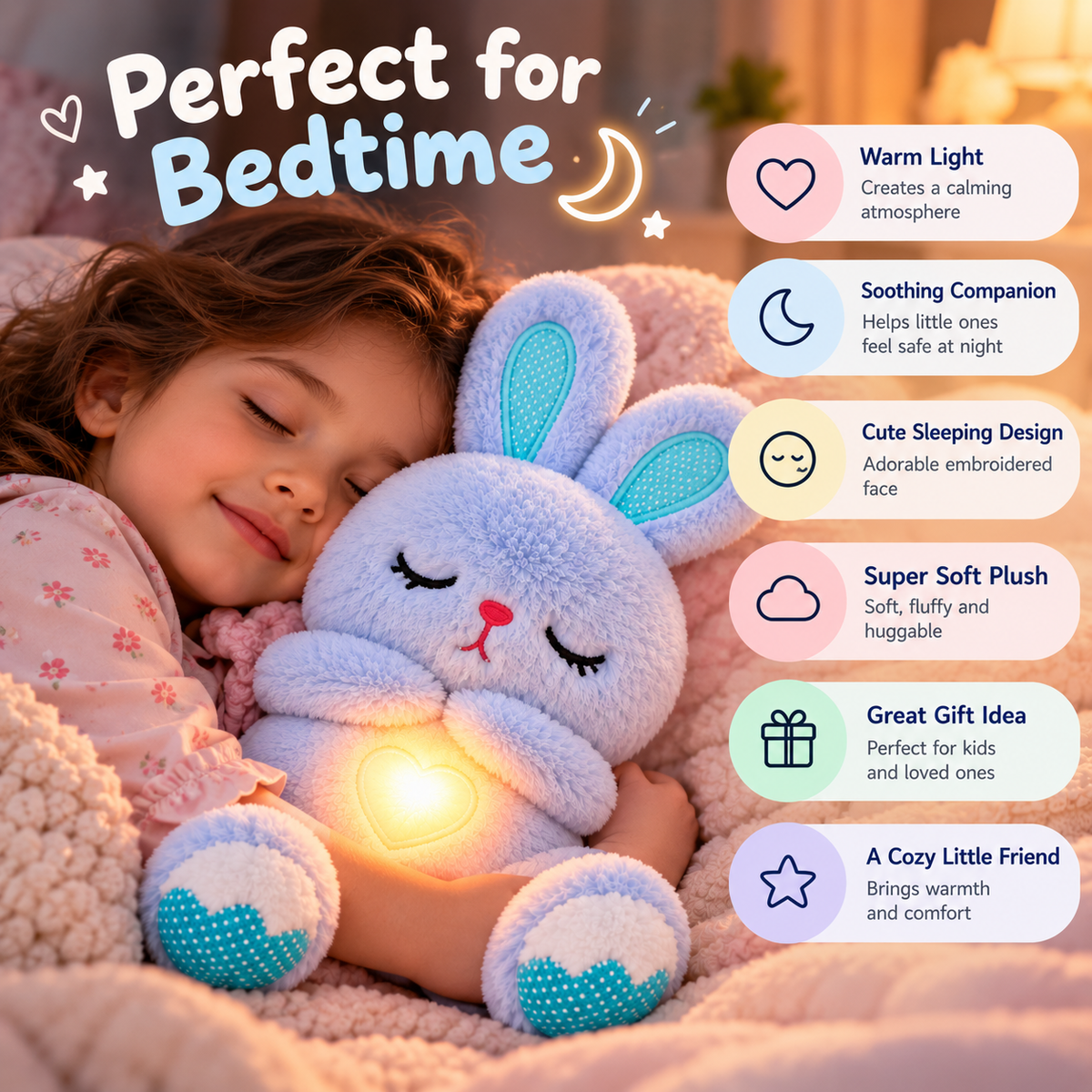 Cute Bunny Plush Night Light – Soft Glowing Bedtime Companion