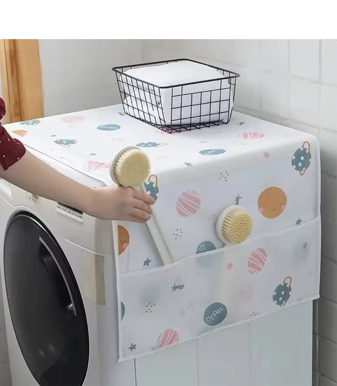 Dust & Oil-Proof Refrigerator/Washing Machine Cover with Side Storage Pockets