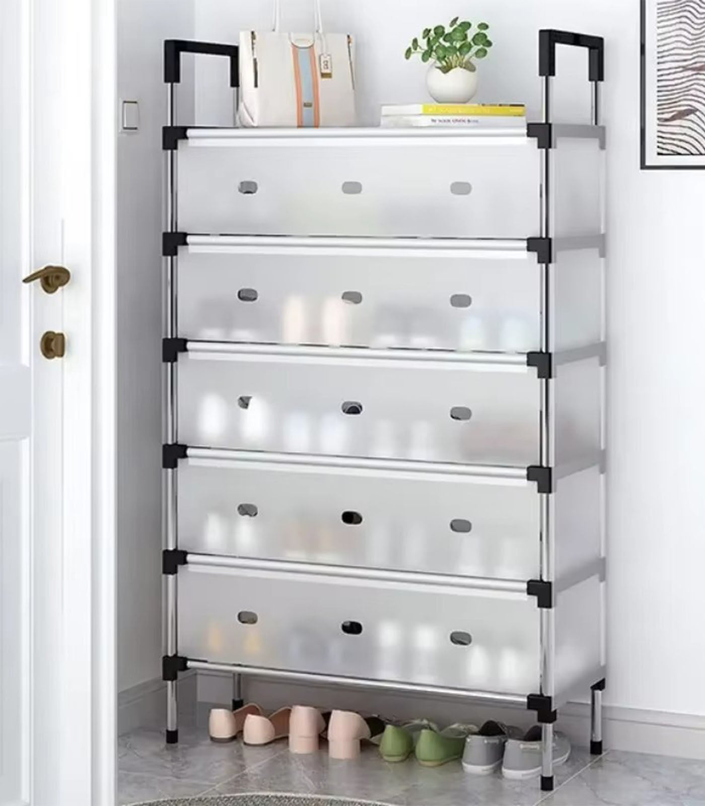 Dustproof DIY Shoe Rack | Multi-Layer Stainless Steel Pipe Organizer | Space-Saving Durable Storage Shelf