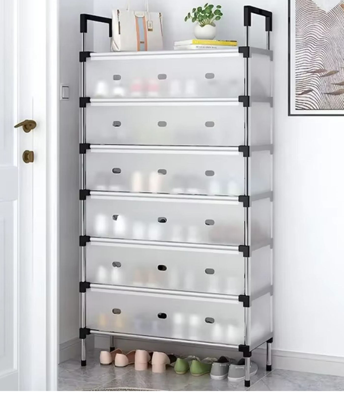 Dustproof DIY Shoe Rack | Multi-Layer Stainless Steel Pipe Organizer | Space-Saving Durable Storage Shelf