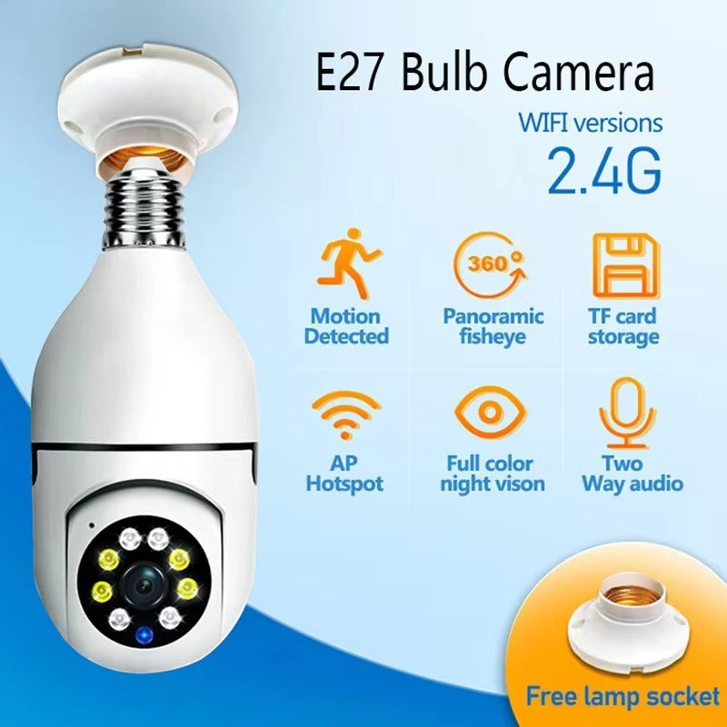 E27 Bulb WiFi Remote Surveillance Camera – Full Color Night Vision | Human Tracking | Indoor Security