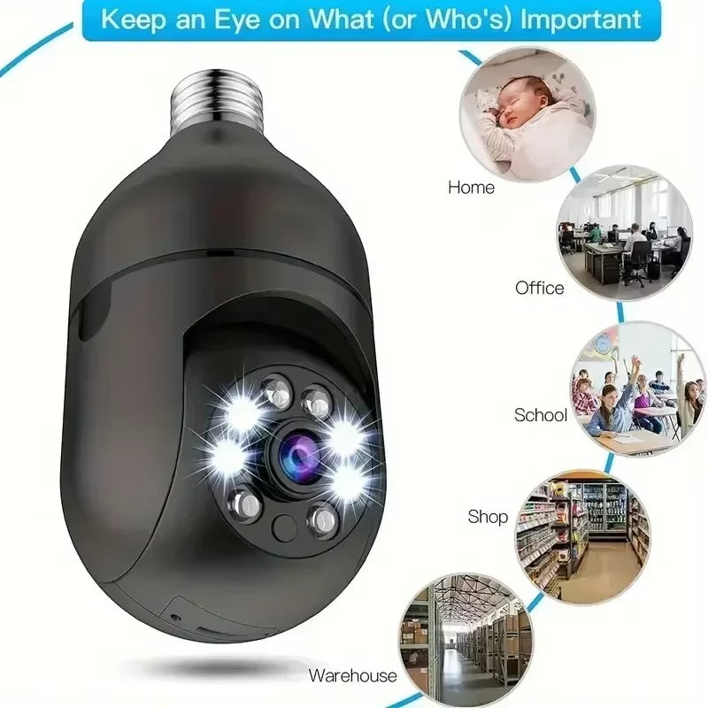 E27 Bulb WiFi Remote Surveillance Camera – Full Color Night Vision | Human Tracking | Indoor Security