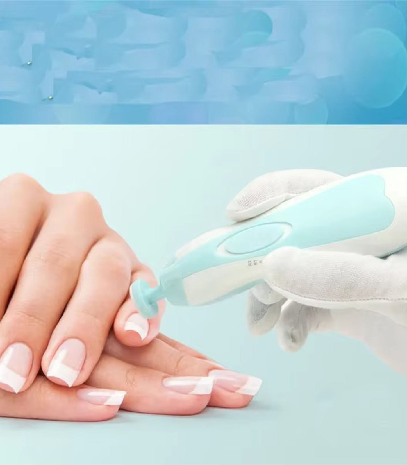 Electric Baby Nail Trimmer – Safe &amp; Portable Nail File with 6 Gentle Grinding Heads, Anti-Scratch &amp; Anti-Pinch Design