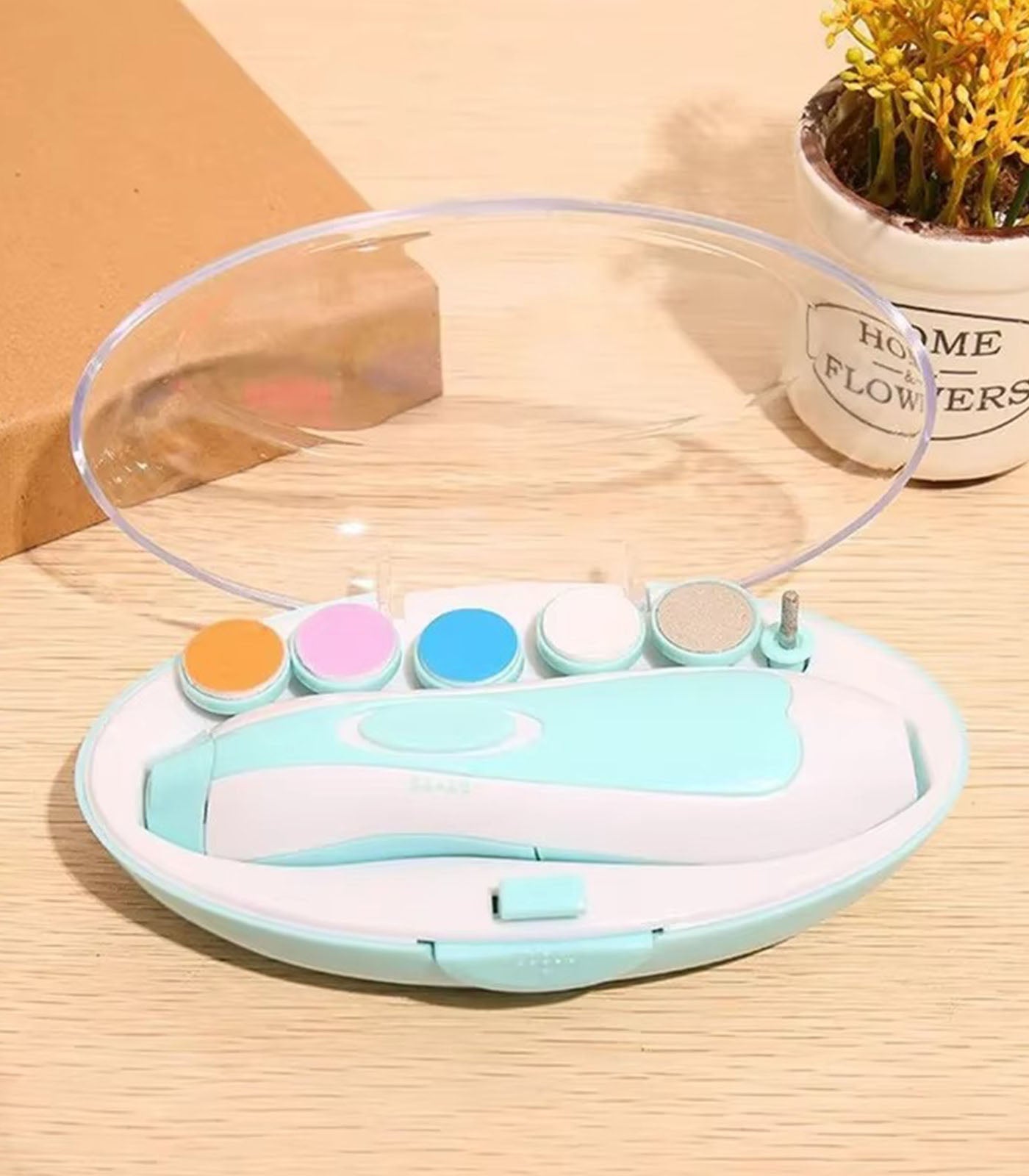 Electric Baby Nail Trimmer – Safe &amp; Portable Nail File with 6 Gentle Grinding Heads, Anti-Scratch &amp; Anti-Pinch Design
