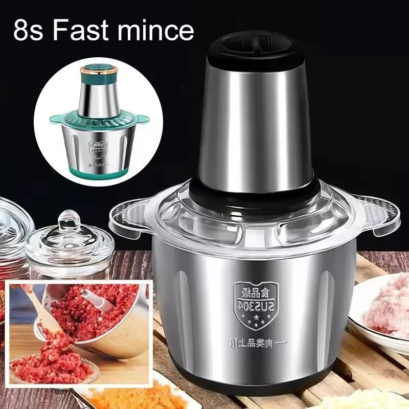Electric Meat Grinder 2L – 304 Stainless Steel Multifunction Food Chopper