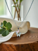 Elegant Butterfly Pendant Necklace with Stud Earrings