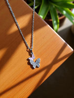 Elegant Butterfly Pendant Necklace with Stud Earrings