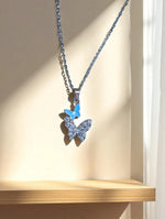Elegant Butterfly Pendant Necklace with Stud Earrings