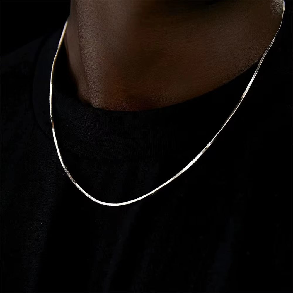 Elegant Unisex Flat Snake Chain Necklace