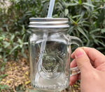 480ml Gradient Mason Jar Mug with Handle, Lid &amp; Straw – Vintage Glass for Drinks