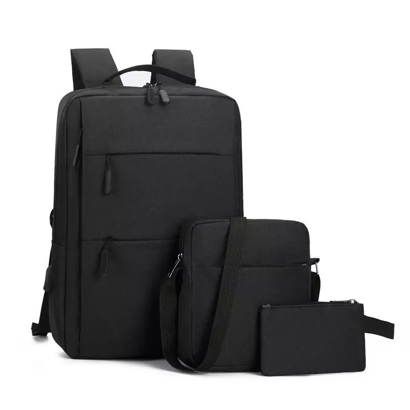 3-Piece Anti-Theft Laptop Backpack Set with USB Charging Port – Waterproof Business Backpack, Crossbody Bag & Pouch