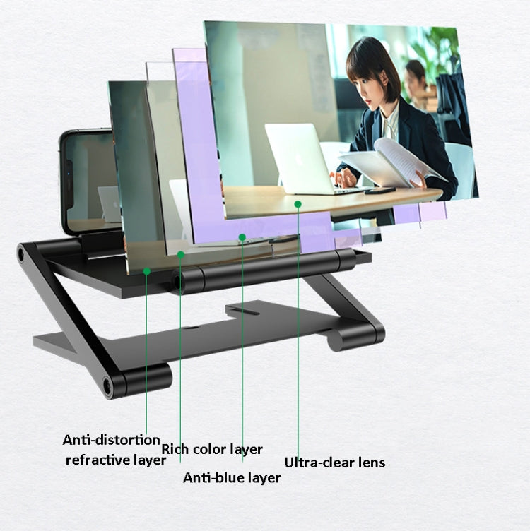 8-Inch Foldable 3D Phone Screen Magnifier – HD Mobile Screen Amplifier & Adjustable Phone Stand