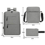 3-Piece Anti-Theft Laptop Backpack Set with USB Charging Port – Waterproof Business Backpack, Crossbody Bag & Pouch