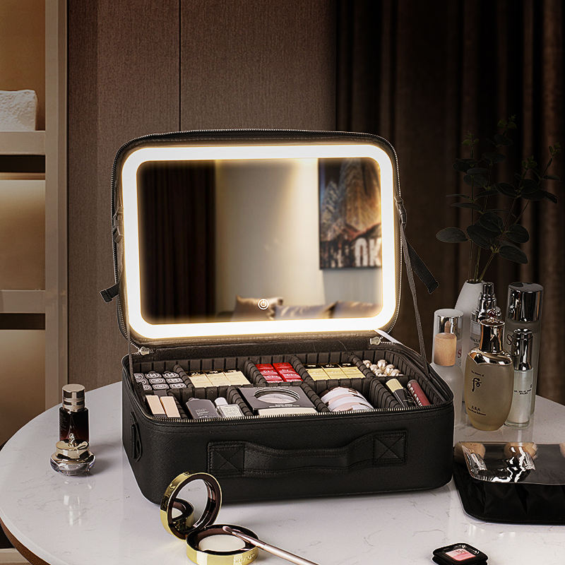 Professional Makeup Case with LED Mirror – Large Vanity Cosmetic Organizer