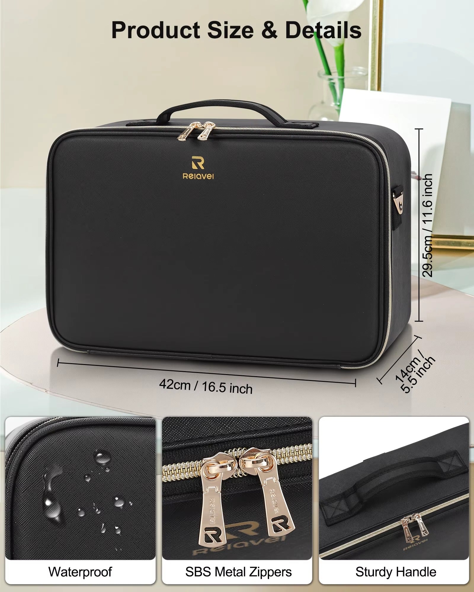 Professional Makeup Case with LED Mirror – Large Vanity Cosmetic Organizer for Makeup Artists & Travel