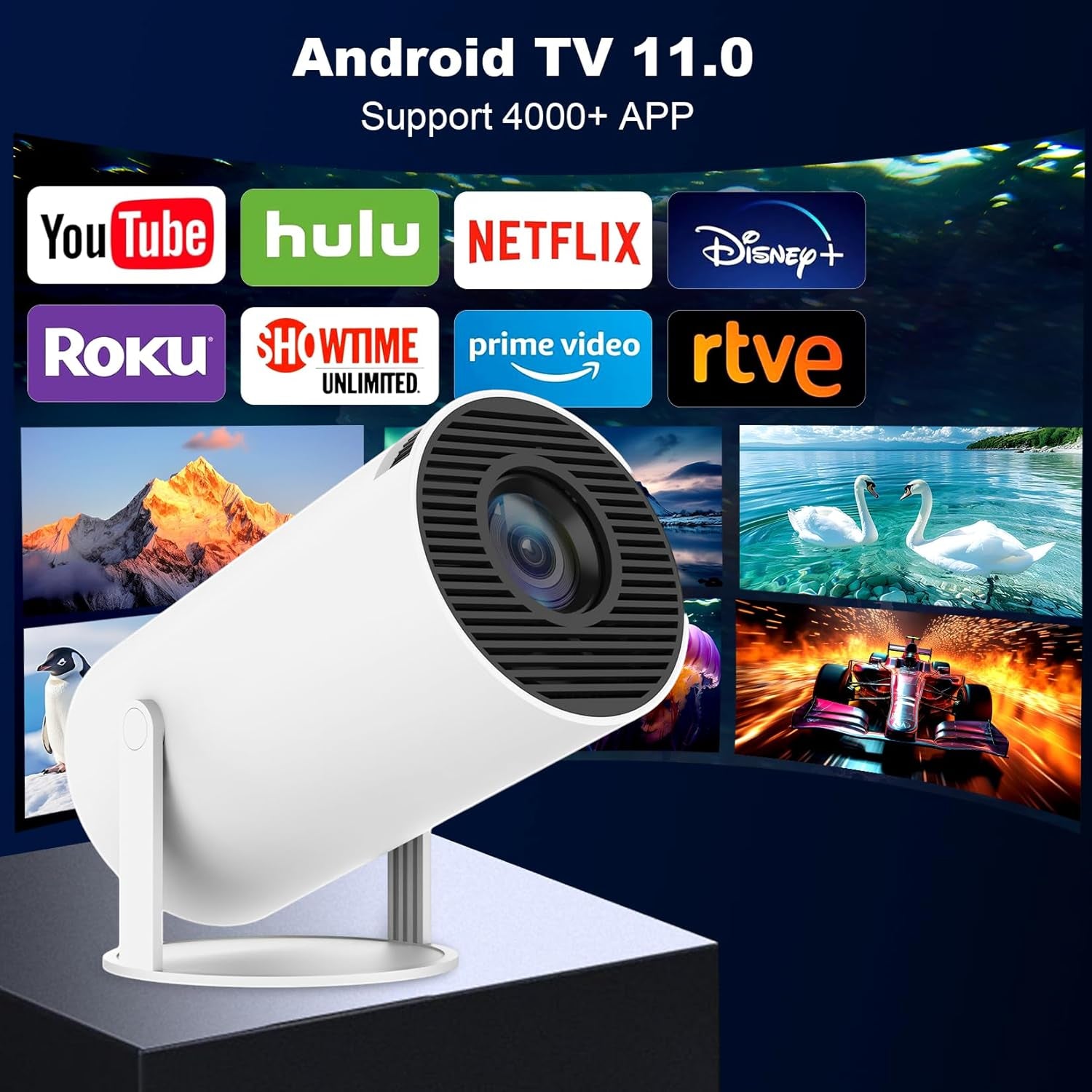 HY300 Mini Projector – Portable HD Home Cinema Projector for Movies, Gaming & Presentations