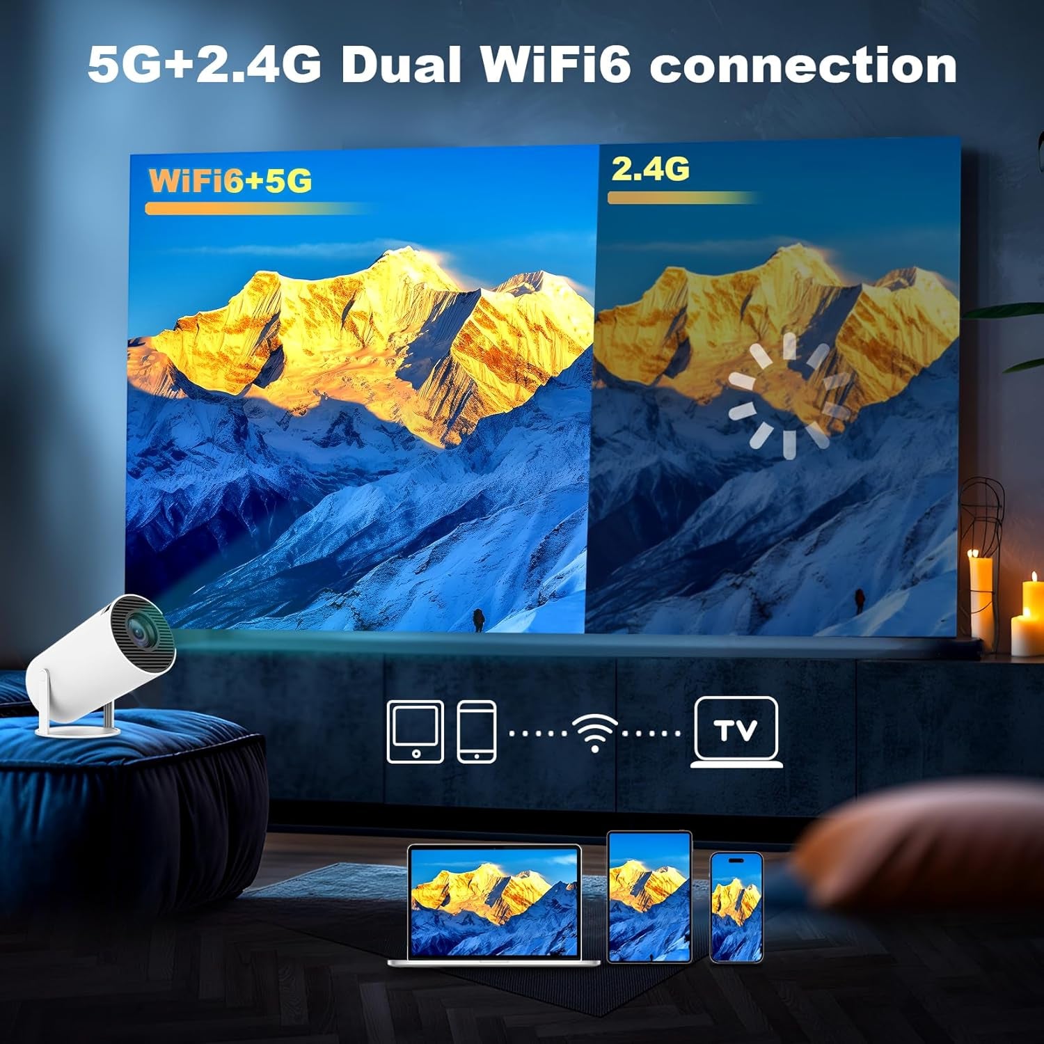 HY300 Mini Projector – Portable HD Home Cinema Projector for Movies, Gaming & Presentations