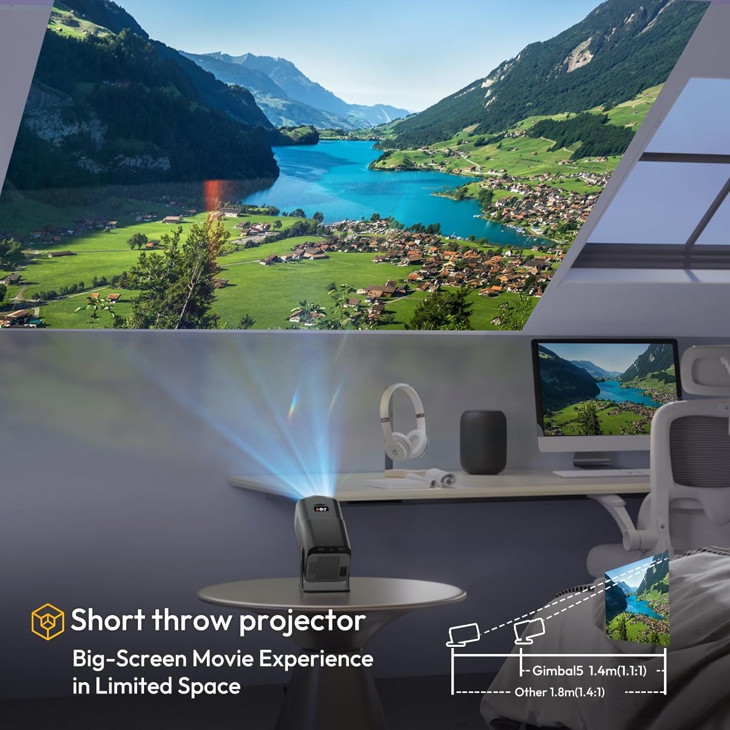 HY320 Smart Projector – Full HD 1080p, WiFi & Bluetooth Home Cinema Projector