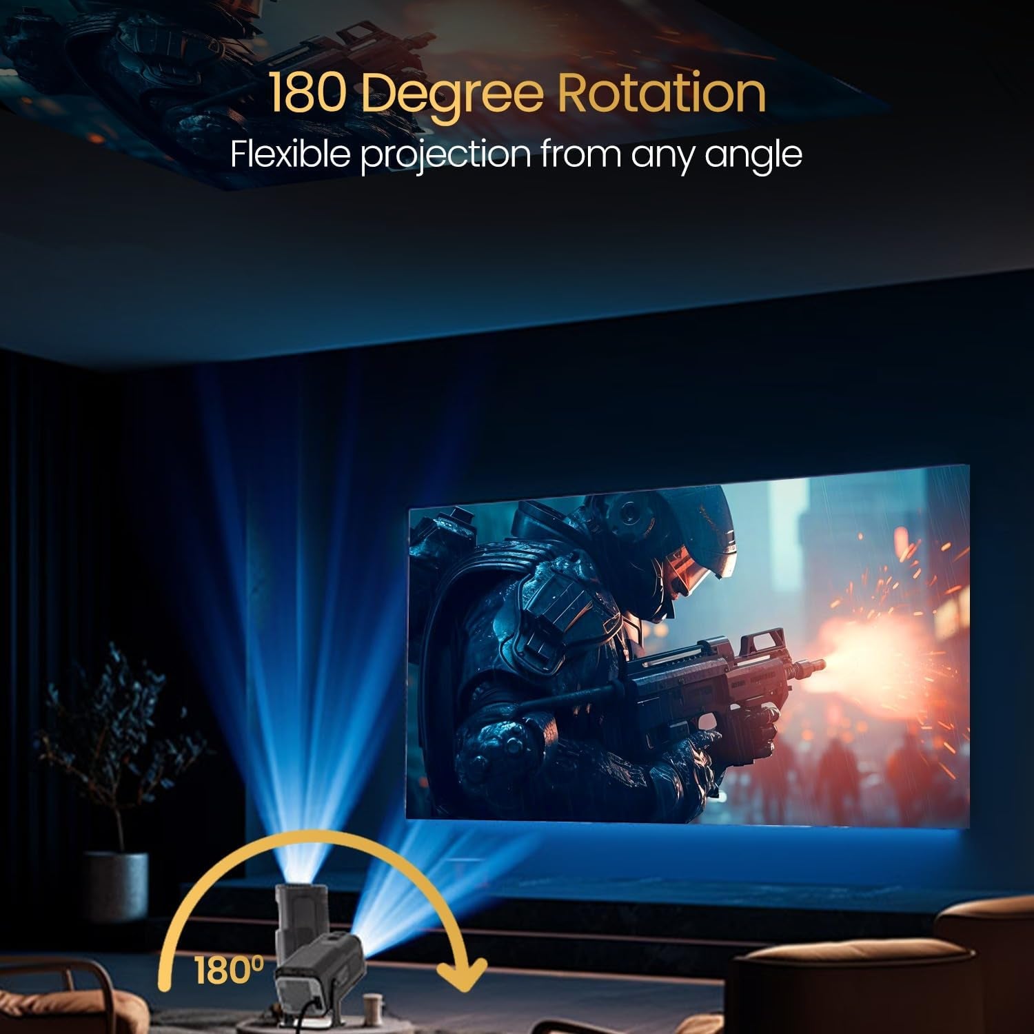 HY320 Smart Projector – Full HD 1080p, WiFi & Bluetooth Home Cinema Projector
