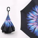 Hands-Free C Handle Reverse Umbrella – Double Layer Windproof &amp; UV Blocking Stand Up Parapluie for Men &amp; Women