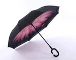 Hands-Free C Handle Reverse Umbrella – Double Layer Windproof &amp; UV Blocking Stand Up Parapluie for Men &amp; Women