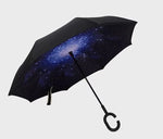 Hands-Free C Handle Reverse Umbrella – Double Layer Windproof &amp; UV Blocking Stand Up Parapluie for Men &amp; Women