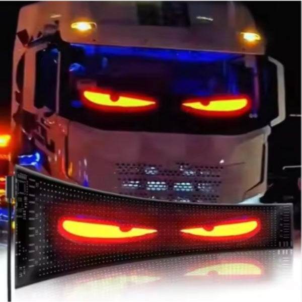 Smart Car LED Evil Eye Sign — Dual RGB Matrix Panel with Remote | USB Powered Truck & Car Grille Light Display