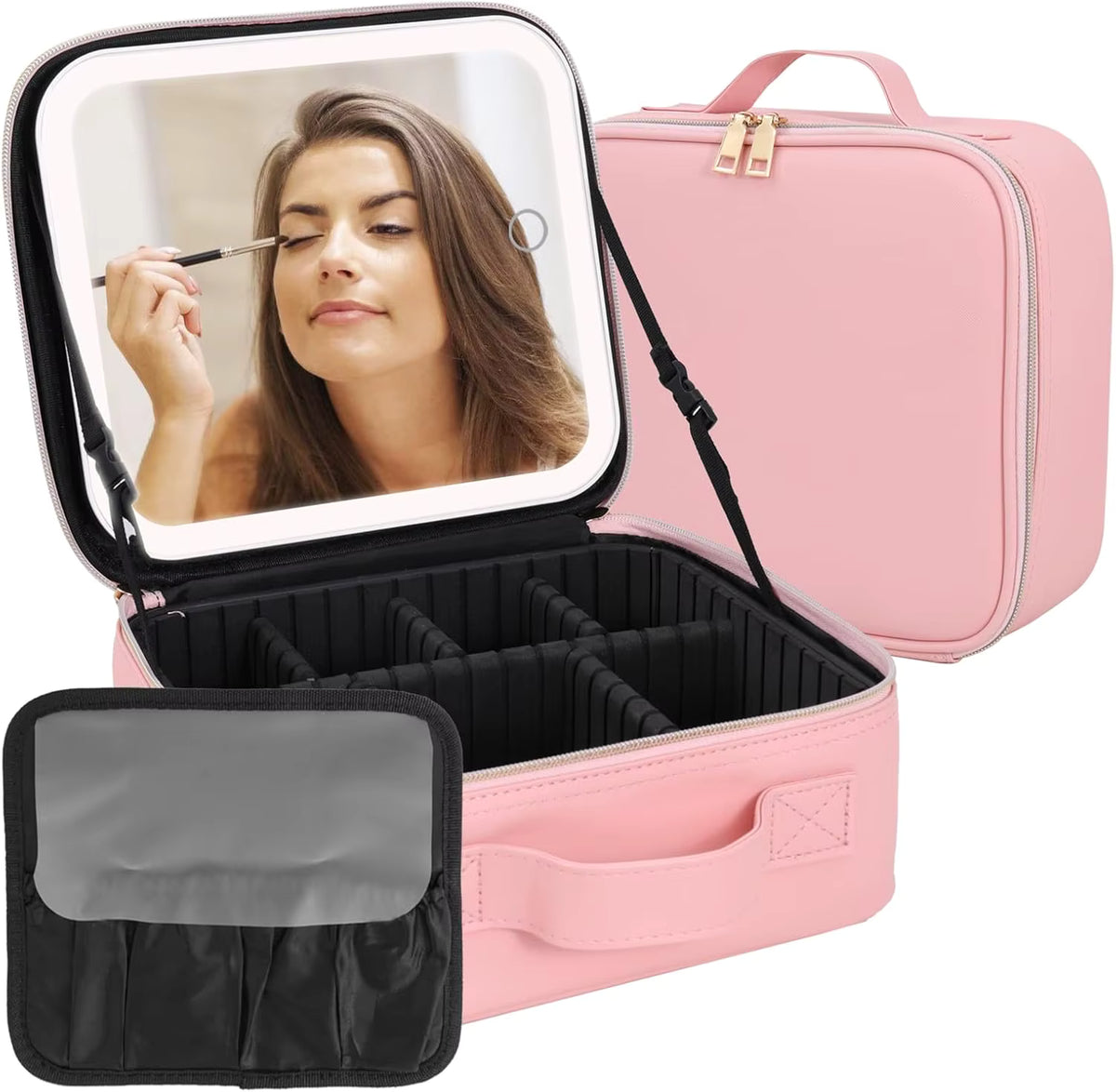 Professional Makeup Case with LED Mirror – Large Vanity Cosmetic Organizer