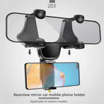 360° Adjustable Rear View Mirror Car Phone Holder – Universal 4–7 Inch Anti-Shake Phone Mount