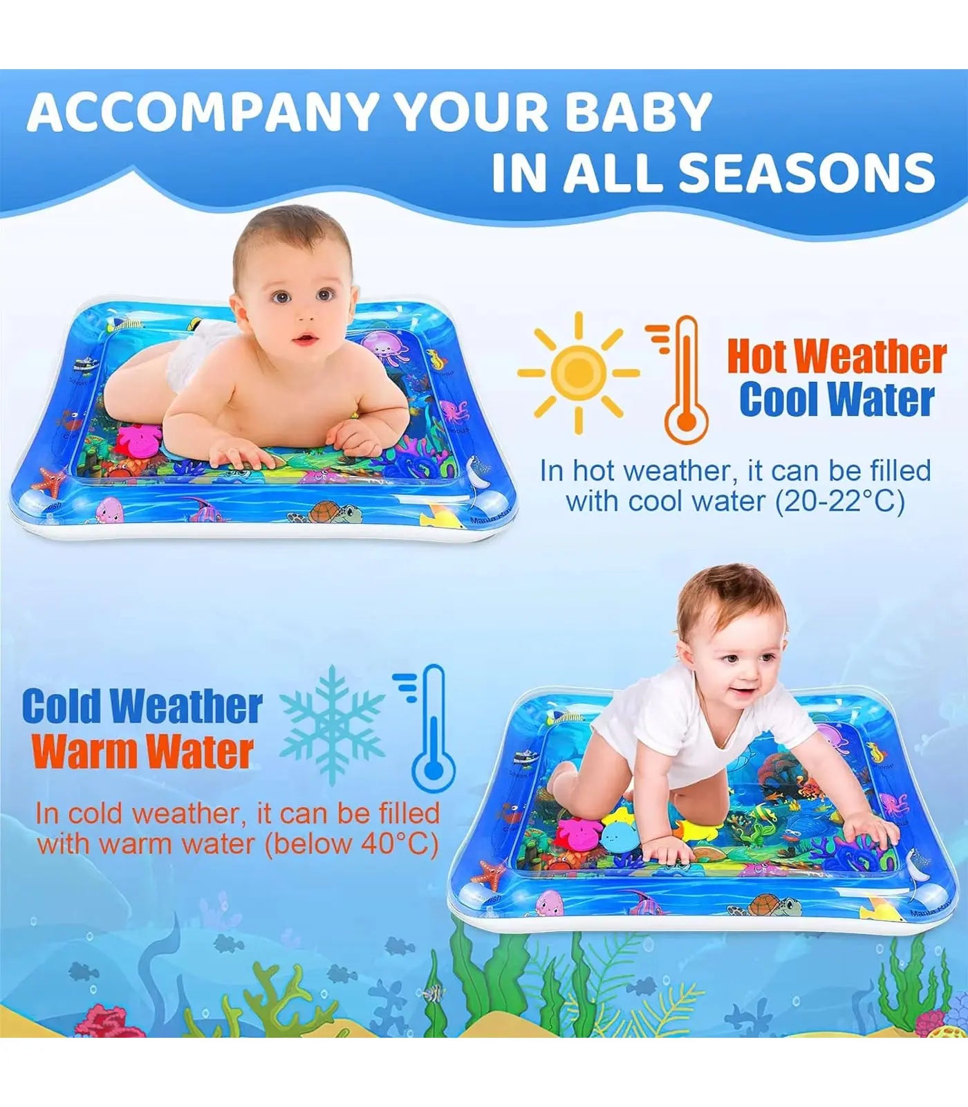 Inflatable Baby Water Play Mat – Tummy Time Cushion for Infants & Toddlers, Soft PVC Pad for Early Learning & Sensory Development