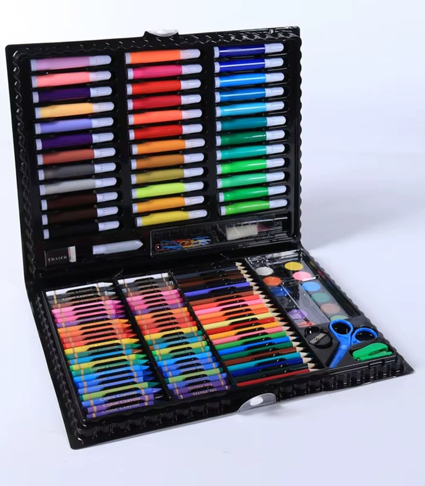 Kids’ Complete Art Set – Watercolor Pens, Crayons; Brushes – Portable Children’s Painting Kit