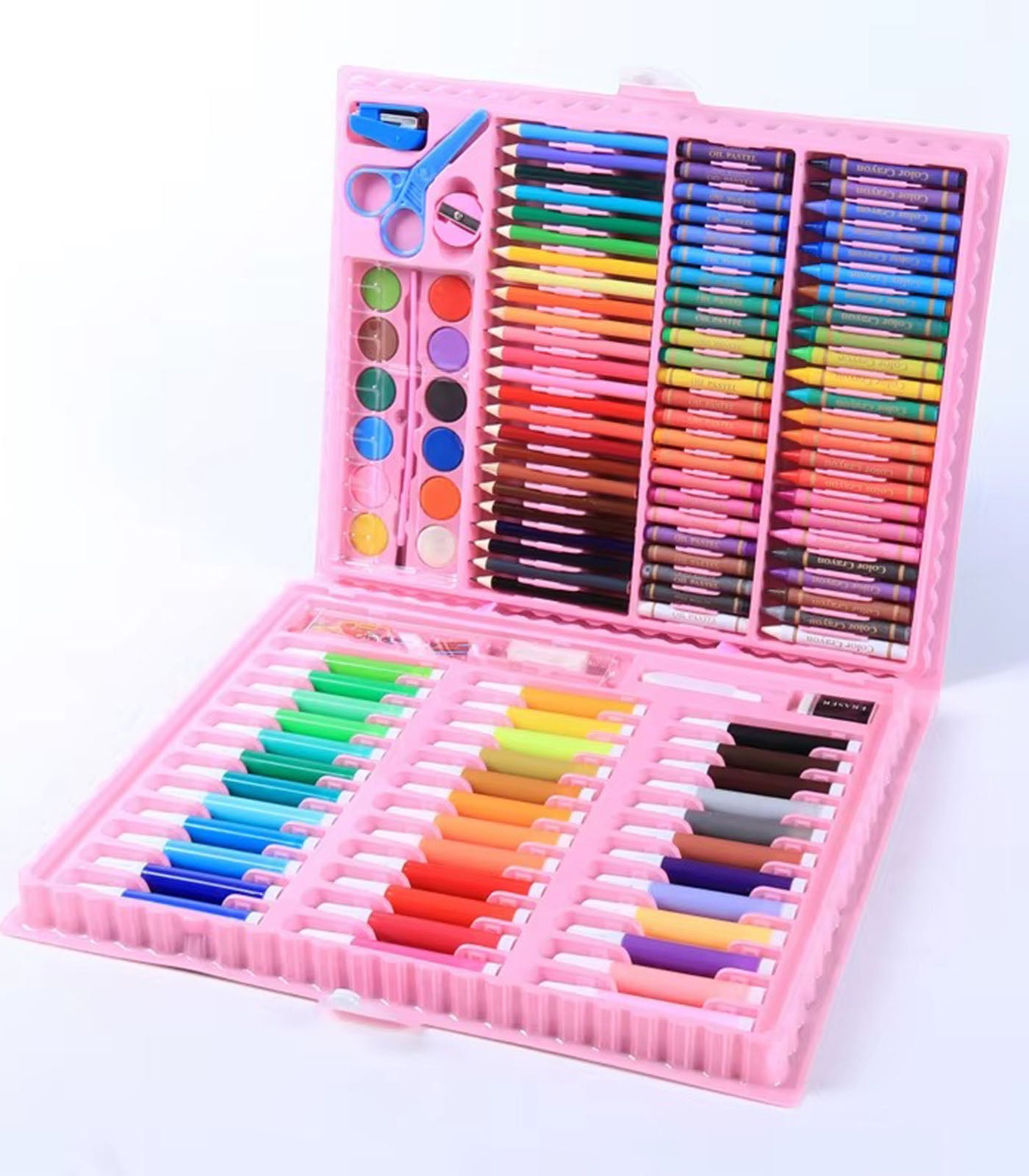 Kids’ Complete Art Set – Watercolor Pens, Crayons; Brushes – Portable Children’s Painting Kit