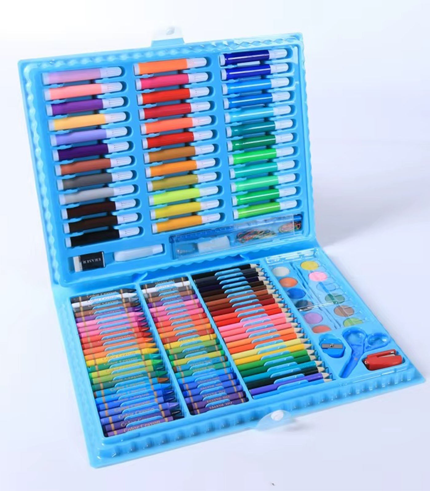 Kids’ Complete Art Set – Watercolor Pens, Crayons; Brushes – Portable Children’s Painting Kit