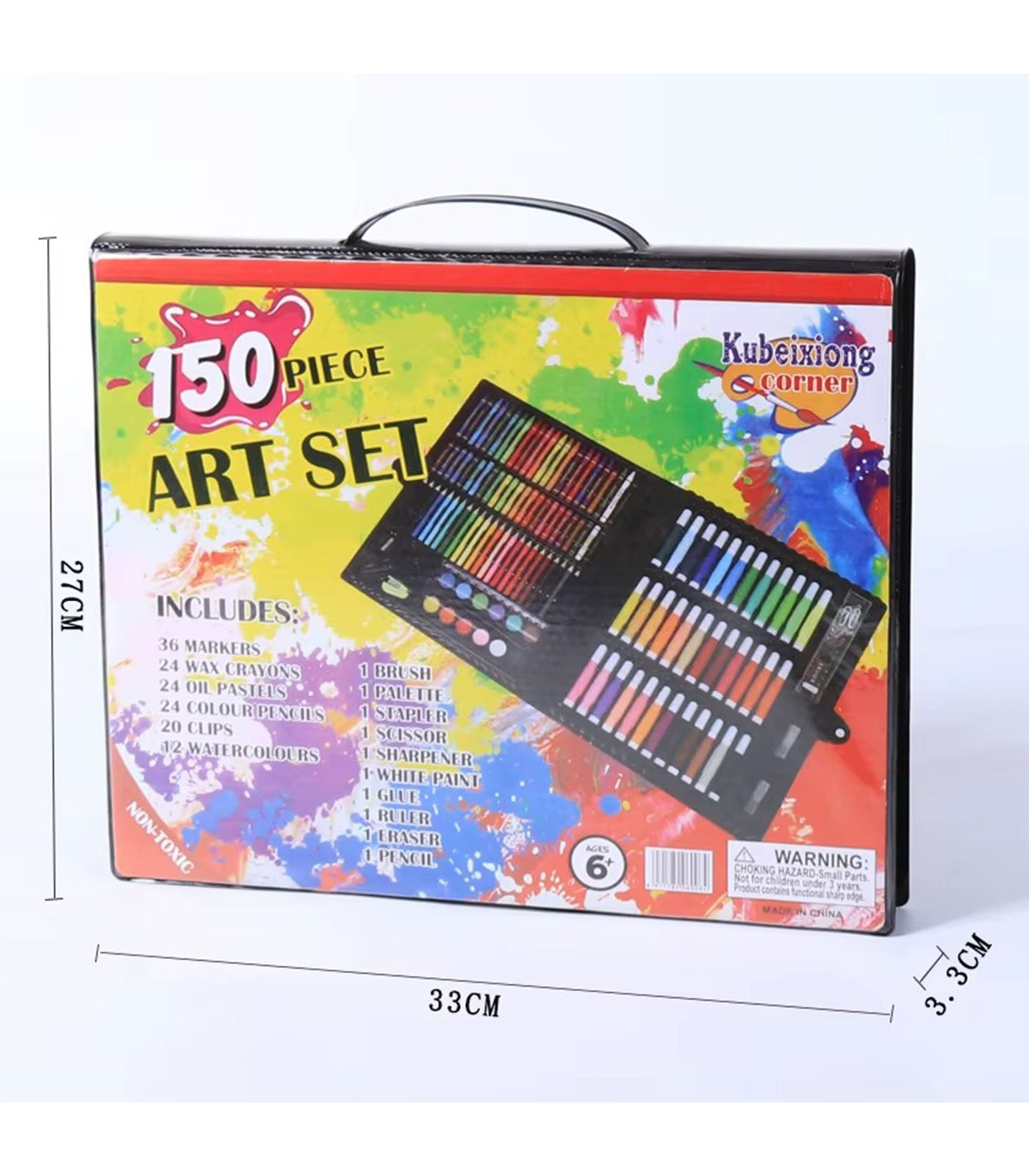 Kids’ Complete Art Set – Watercolor Pens, Crayons; Brushes – Portable Children’s Painting Kit