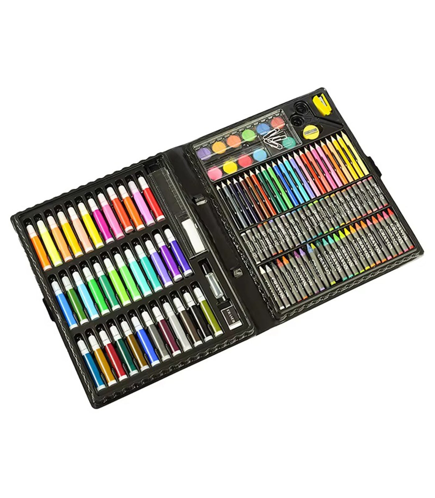 Kids’ Complete Art Set – Watercolor Pens, Crayons; Brushes – Portable Children’s Painting Kit